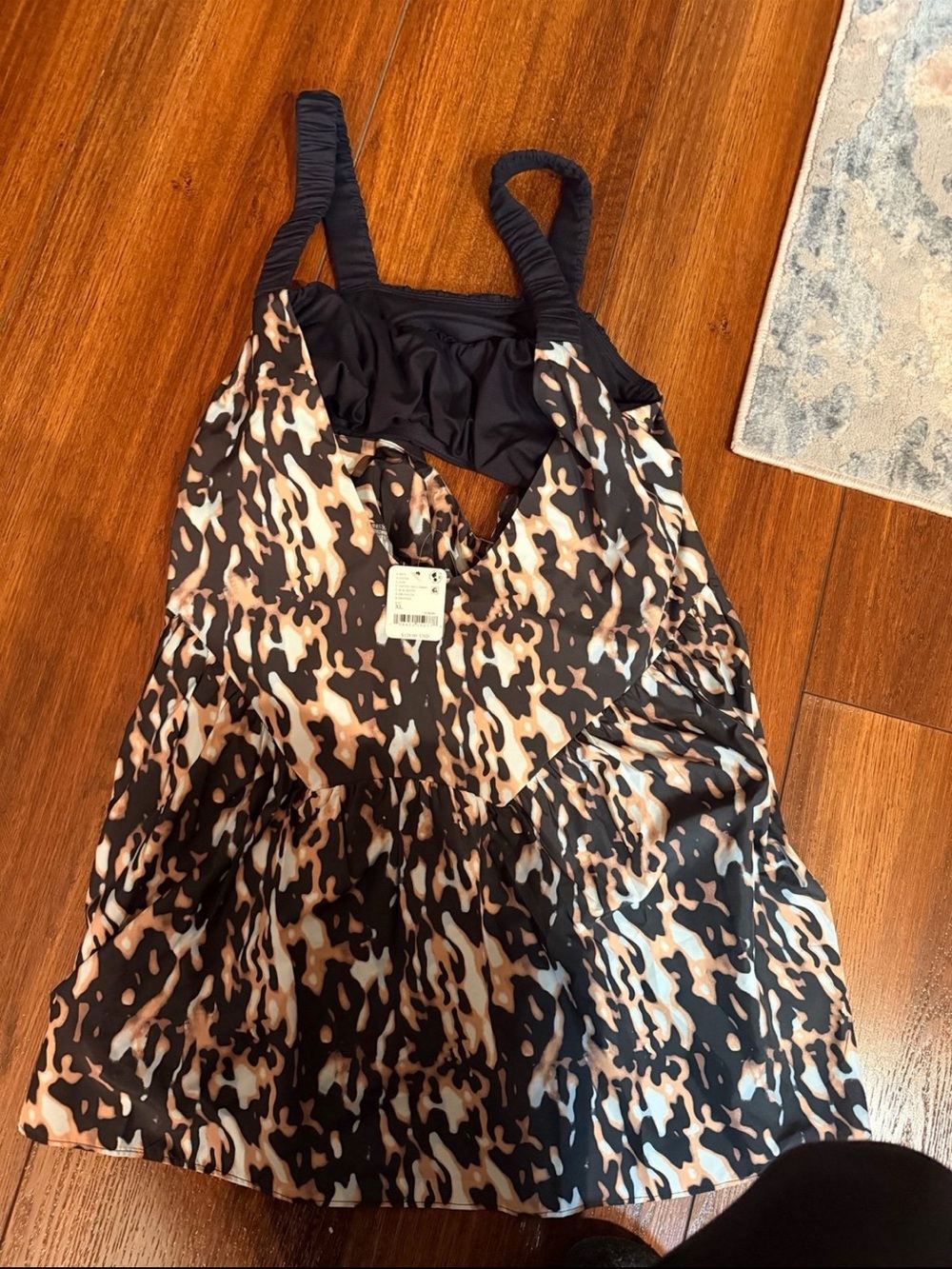 FP Movement by Free People Black & Tan Animal-Print Casual Dress